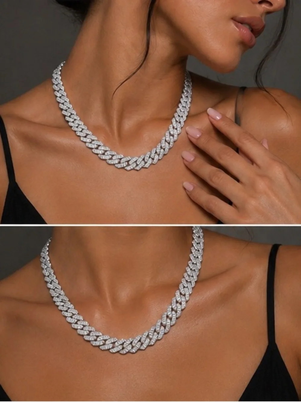 18” Iced Out CubanLink Chain Moissanite VVS Diamond Look Unisex Hip Hop Necklace